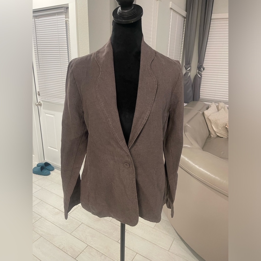 EILEEN FISHER 100% Irish Linen thick Blazer Sz M